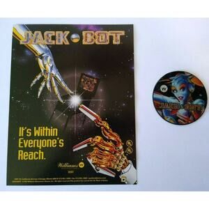 Jackbot Pinball FLYER And NOS Plastic Promo Bride Of Pinbot Robot NOS